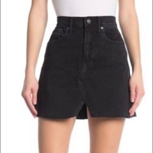 black distressed denim skirt